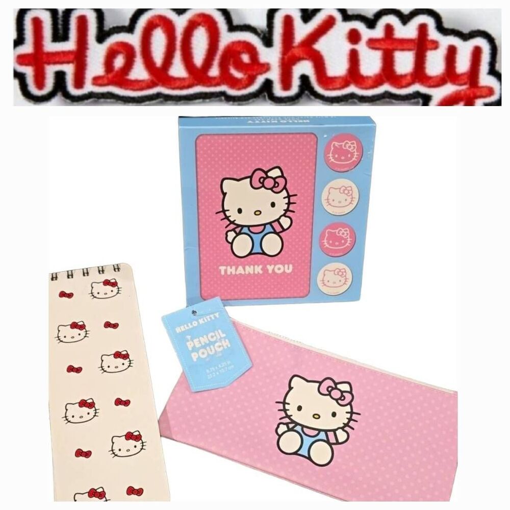 Hello Kitty Pencil Pouch, Reporter's List Pad, & Notecard Set‎